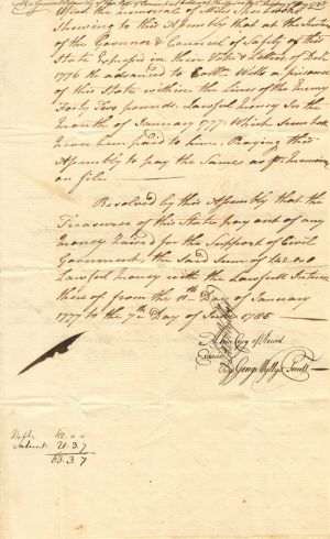 Pay Order for "General Assembly" signed by Samuel Wyllys and George Wyllys - Revolutionary War Period Autograph